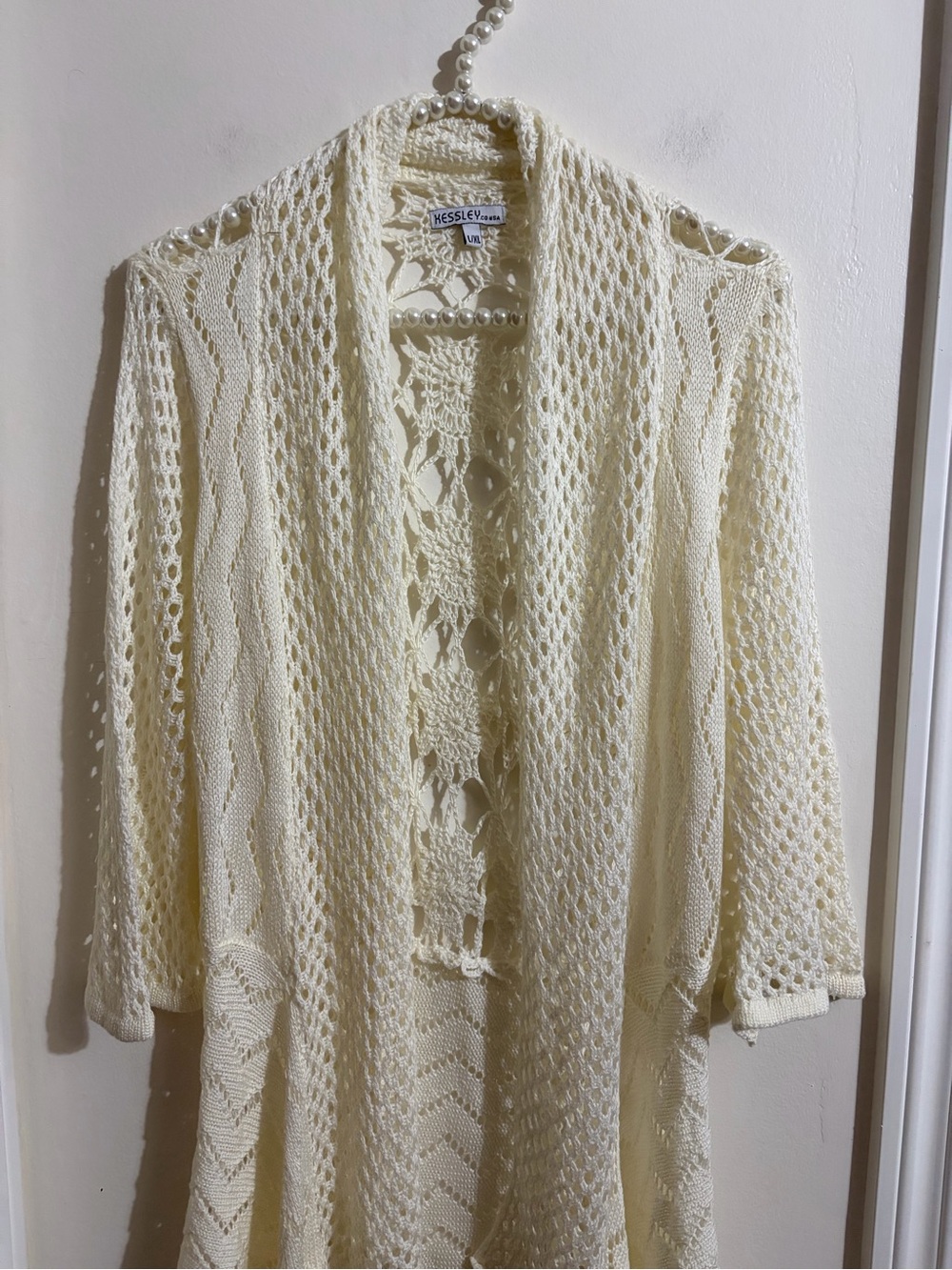 Kessley Cream Openfront Crochet Blazer Jacket